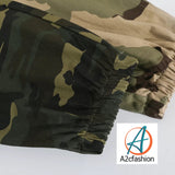 Isa- Army Green & Olive Camouflage Split Cargo Pants(A2cfashion)