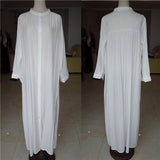 Women's Solid White Kimono Long Sleeve Ankle Length Shirts Dress a2cfashion