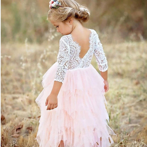 Lace and Tulle Flower Girl Dress - Birthday Party Dress - Lavender Tulle Dress - Purple Flower Girl Dress-Girl Dress