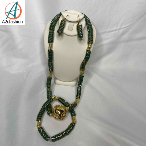 African Beads NECKLACE and bracelet set with earring