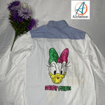 Daisy Duck Cartoon shirt/women's shirt/women's top/white and blue shirt/white shirt/blues strip shirt