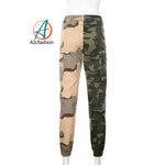 Isa- Army Green & Olive Camouflage Split Cargo Pants(A2cfashion)