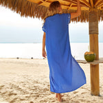 Women's Embroidery Kaftan Short Sleeve Swimsuit Cover Upside Split Dress