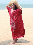 Women's Embroidered Long Summer Dress Kaftan Plus Size Women