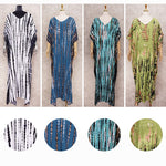 Women's Print kaftan V-neck Batwing Sleeve Side Split Loose Dress