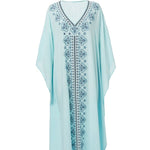 Women's Embroidered Loose Maxi Dress Oversized Kaftan Dress