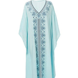 Women's Embroidered Loose Maxi Dress Oversized Kaftan Dress