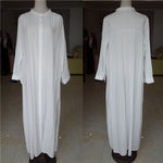 Women's Solid White Kimono Long Sleeve Ankle Length Shirts Dress a2cfashion