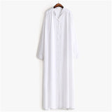 Women's Solid White Kimono Long Sleeve Ankle Length Shirts Dress a2cfashion