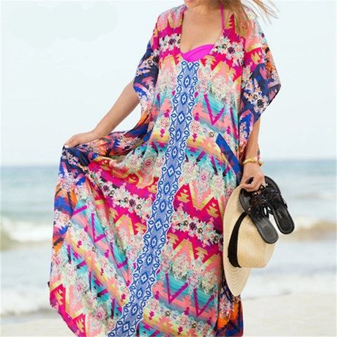 Women's Beach dress multicolored bathing tunic dress
