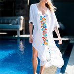 Women's Bohemian Flower embroidery Beach Dress