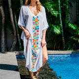 Women's Bohemian Flower embroidery Beach Dress