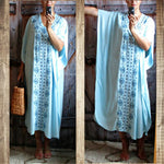 Women's Embroidered Loose Maxi Dress Oversized Kaftan Dress