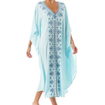 Women's Embroidered Loose Maxi Dress Oversized Kaftan Dress