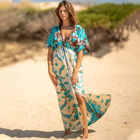 Women's Kimono Beachwear Deep V-neck Front