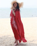 Women's Embroidered Long Summer Dress Kaftan Plus Size Women