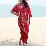 Women's Embroidered Long Summer Dress Kaftan Plus Size Women