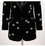 Dolce- Velvet Embroidery Blazer Coat (A2cfashion)