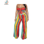 striped print/striped pant set combo a2cfashion /wide leg pant set