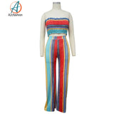 striped print/striped pant set combo a2cfashion /wide leg pant set