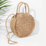 Women Hand Woven Bag Round Rattan Straw Bohemia Style Beach Circle Beach Bags (A2cfashion)