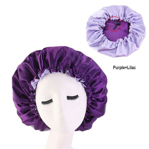 Reversible Satin Bonnet Hair Caps Double Layer Adjust Sleep Night Cap Head Cover Hat For Curly Springy Hair Styling Accessories