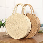 Women Hand Woven Bag Round Rattan Straw Bohemia Style Beach Circle Beach Bags (A2cfashion)