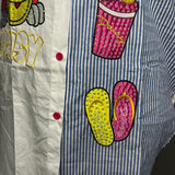 Daisy Duck Cartoon shirt/women's shirt/women's top/white and blue shirt/white shirt/blues strip shirt