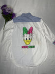 Daisy Duck Cartoon shirt/women's shirt/women's top/white and blue shirt/white shirt/blues strip shirt