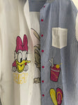 Daisy Duck Cartoon shirt/women's shirt/women's top/white and blue shirt/white shirt/blues strip shirt