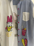 Daisy Duck Cartoon shirt/women's shirt/women's top/white and blue shirt/white shirt/blues strip shirt