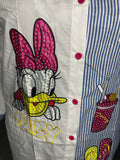 Daisy Duck Cartoon shirt/women's shirt/women's top/white and blue shirt/white shirt/blues strip shirt