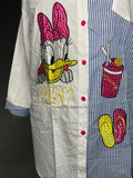 Daisy Duck Cartoon shirt/women's shirt/women's top/white and blue shirt/white shirt/blues strip shirt