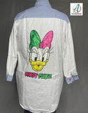 Daisy Duck Cartoon shirt/women's shirt/women's top/white and blue shirt/white shirt/blues strip shirt