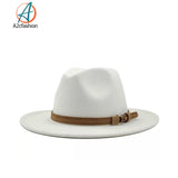 Wool Fedora Hat With Leather Ribbon (A2cfashion)