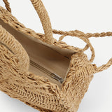 Women Hand Woven Bag Round Rattan Straw Bohemia Style Beach Circle Beach Bags (A2cfashion)