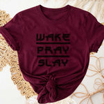 pod maroon wake pray slay shirt