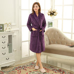 SPA Soft Warm Coral Fleece Long Bathrobe
