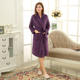 SPA Soft Warm Coral Fleece Long Bathrobe