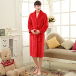 SPA Soft Warm Coral Fleece Long Bathrobe
