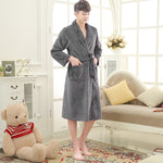 SPA Soft Warm Coral Fleece Long Bathrobe
