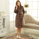 SPA Soft Warm Coral Fleece Long Bathrobe