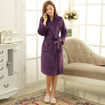 SPA Soft Warm Coral Fleece Long Bathrobe