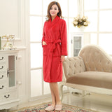 SPA Soft Warm Coral Fleece Long Bathrobe