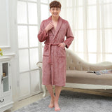 SPA Soft Warm Coral Fleece Long Bathrobe