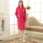 SPA Soft Warm Coral Fleece Long Bathrobe