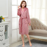 SPA Soft Warm Coral Fleece Long Bathrobe
