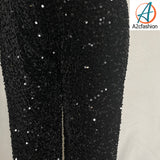 Women's elastic waist pants black sequined